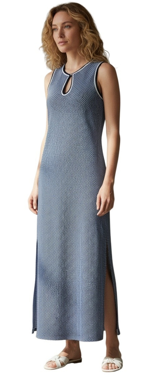 J.McLaughlin $199 Primavera Knit Keyhole Crew Neck Sleeveless Midi Dress Size L